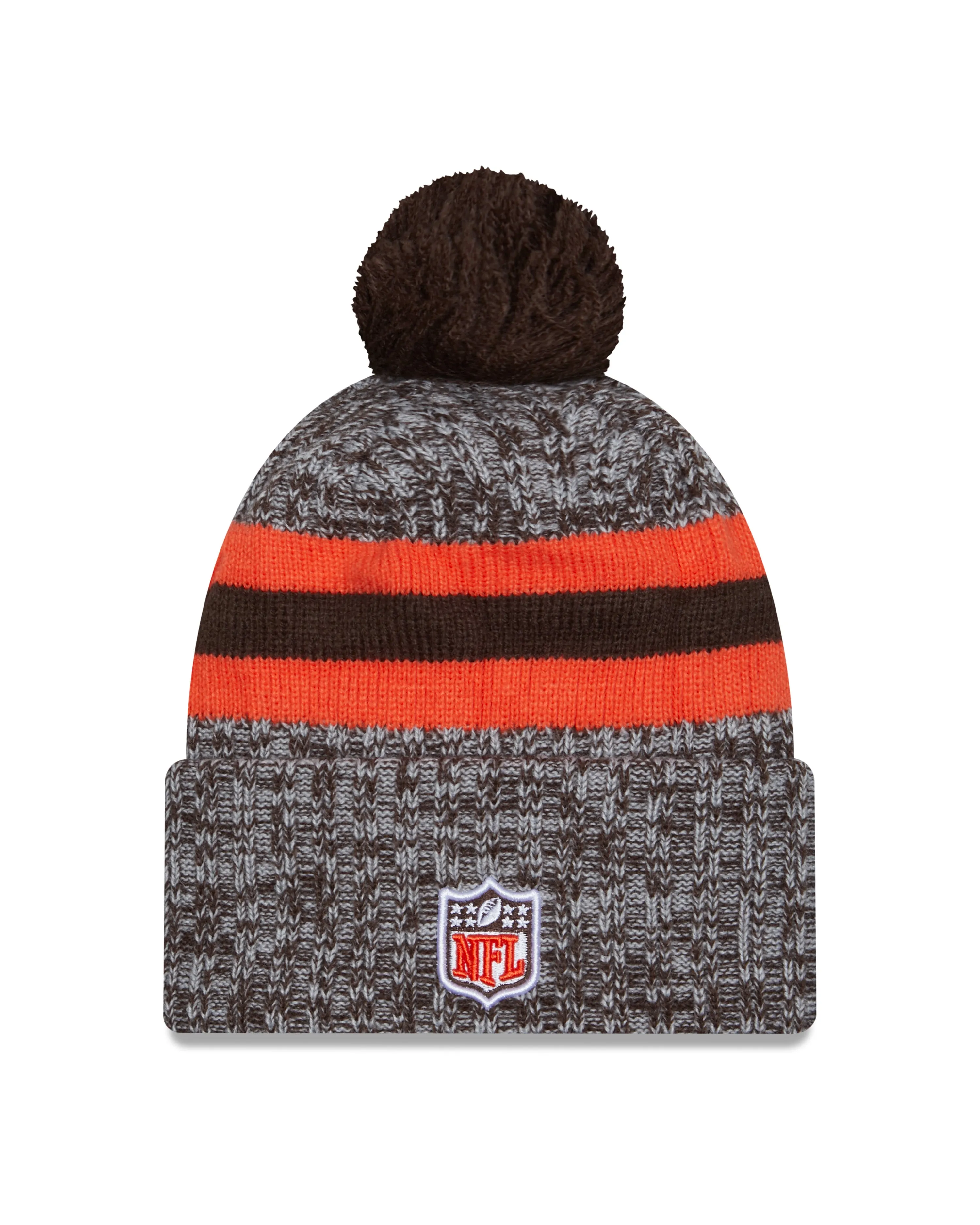 Cleveland Browns New Era 2023 Sideline - Sport Cuffed Pom Knit Hat - Brown