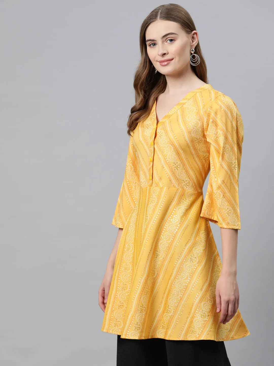Cottinfab Ethnic Motifs Printed Longline Top