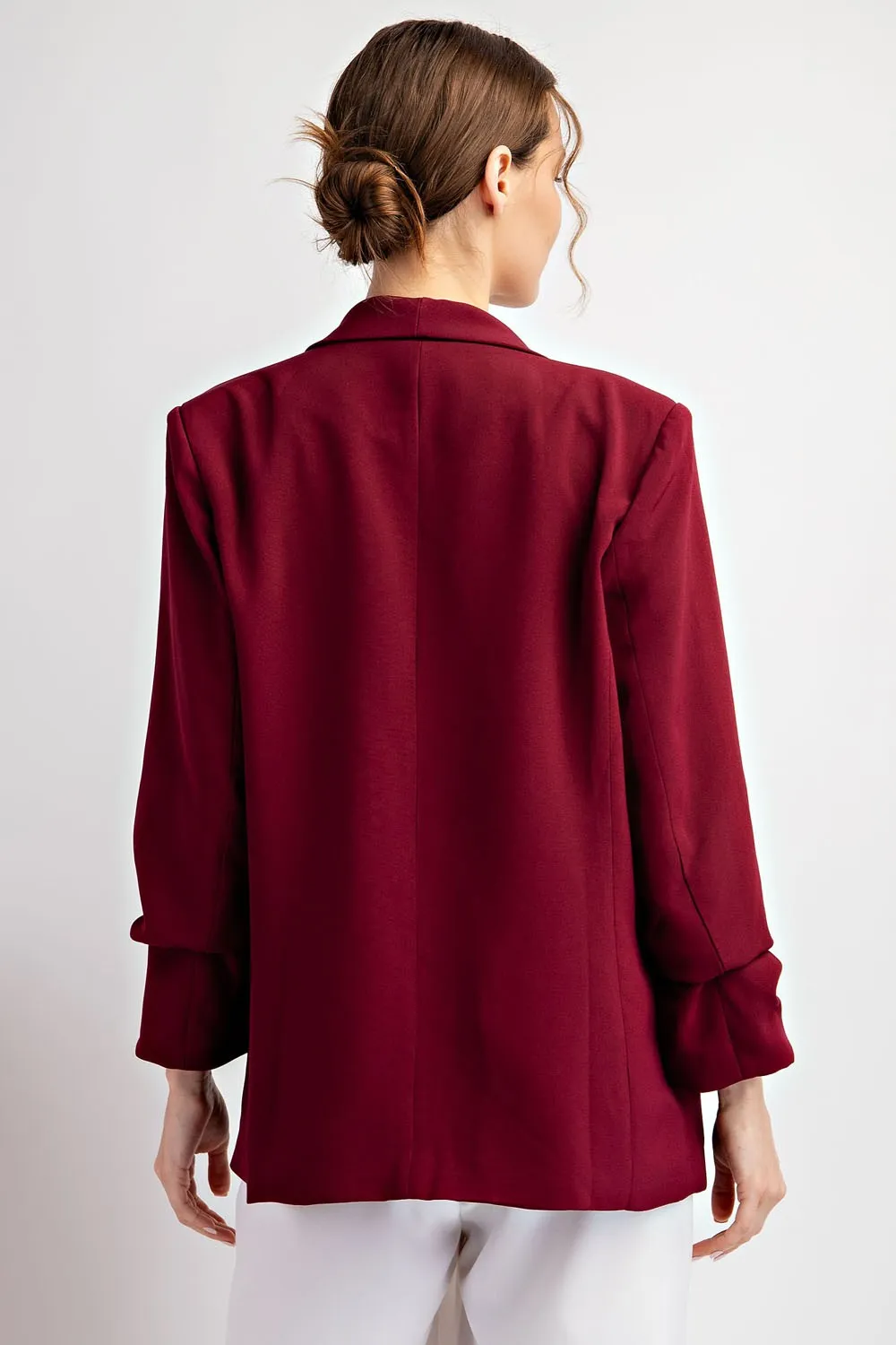Curvy Lapel Blazer in Wine