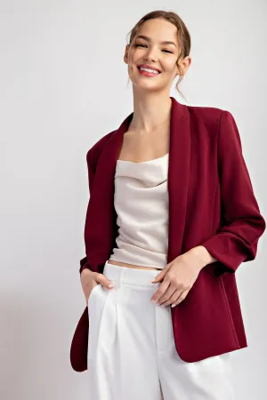 Curvy Lapel Blazer in Wine