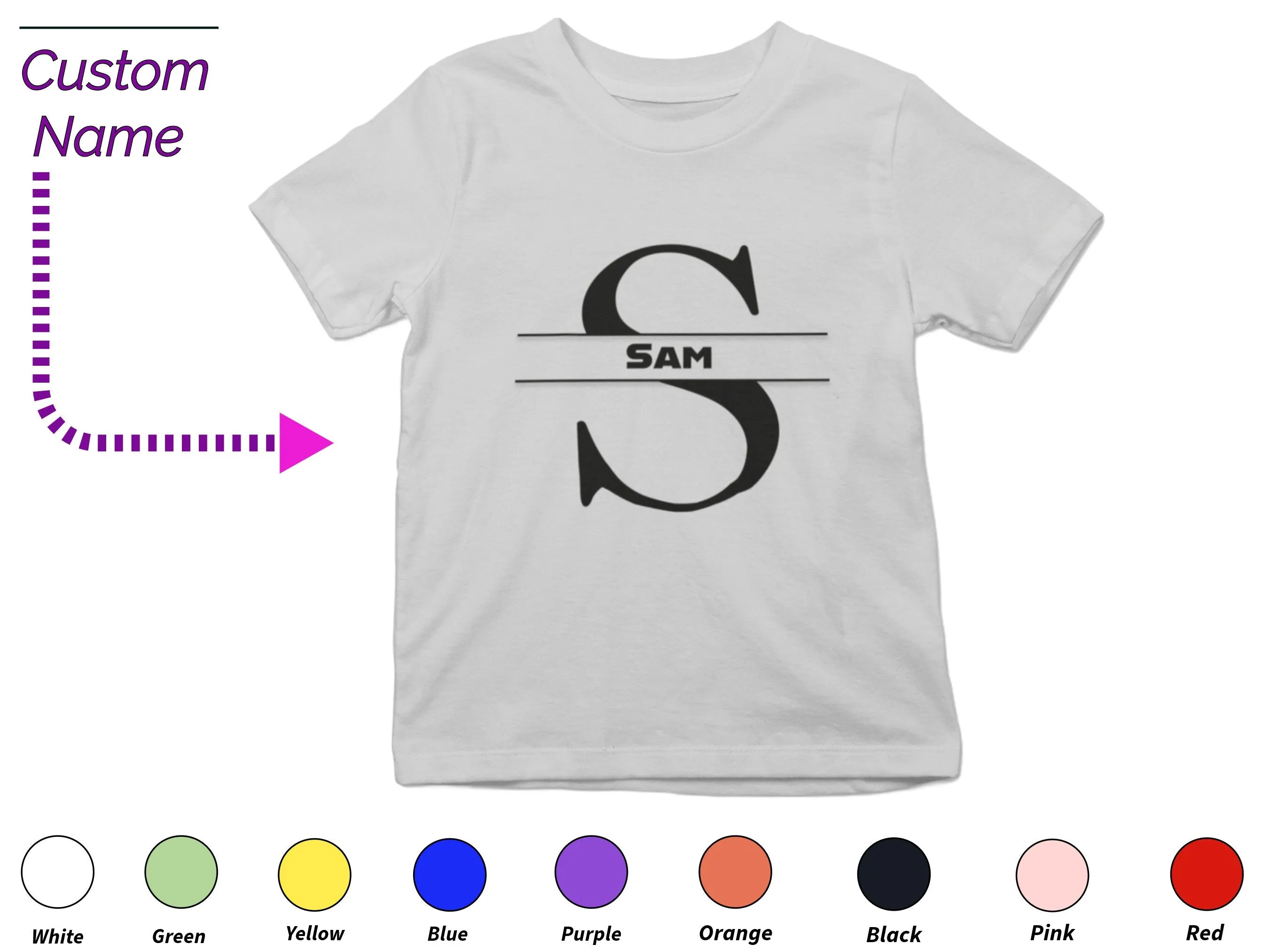 Custom Kids Tshirt Gift For Toddler Girls Custom your Initials S On Shirt Gift