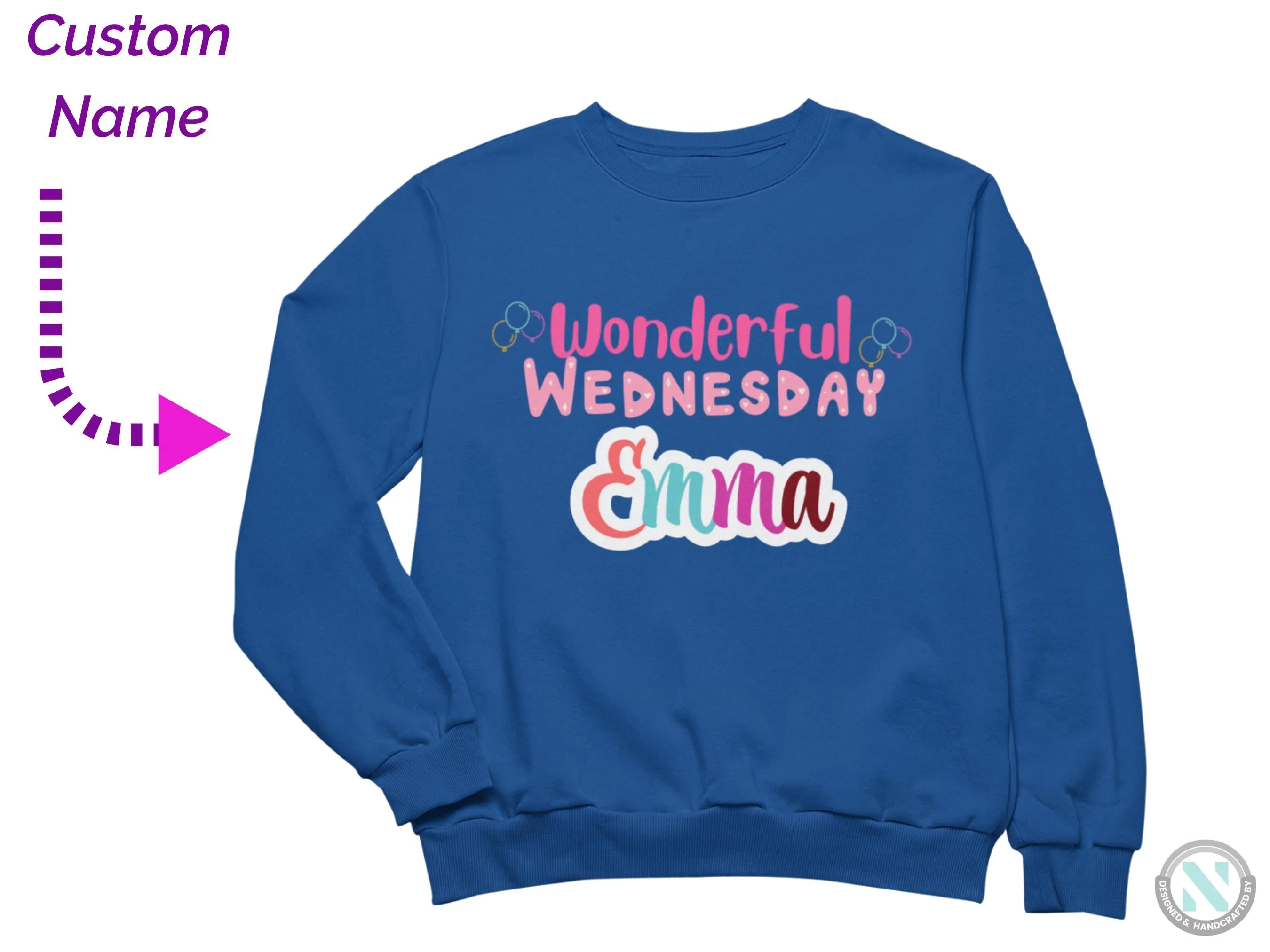 Custom Long Sleeve Sweatshirt for Toddler Girls With Wonderful Wednesday