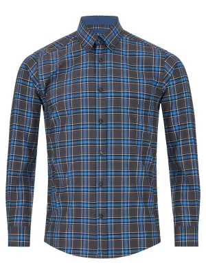Daniel Grahame Checkered Long Sleeve Casual Shirt - Blue
