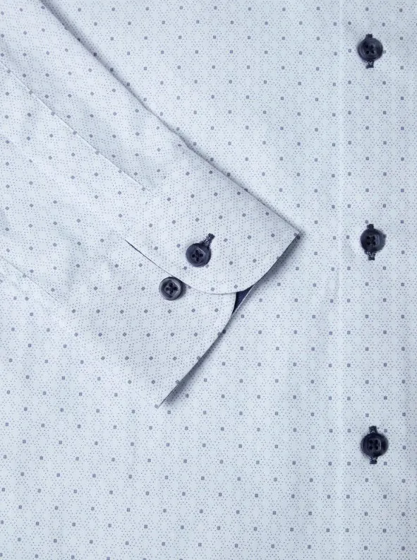 Daniel Grahame Diamond Print Long Sleeve Casual Shirt 12 - White/Blue