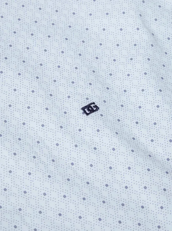 Daniel Grahame Diamond Print Long Sleeve Casual Shirt 12 - White/Blue