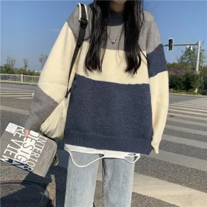 deanwangkt Autumn winter new striped sweaters for men women student Korean loose high street Grunge vintage color matching gothic jerseys