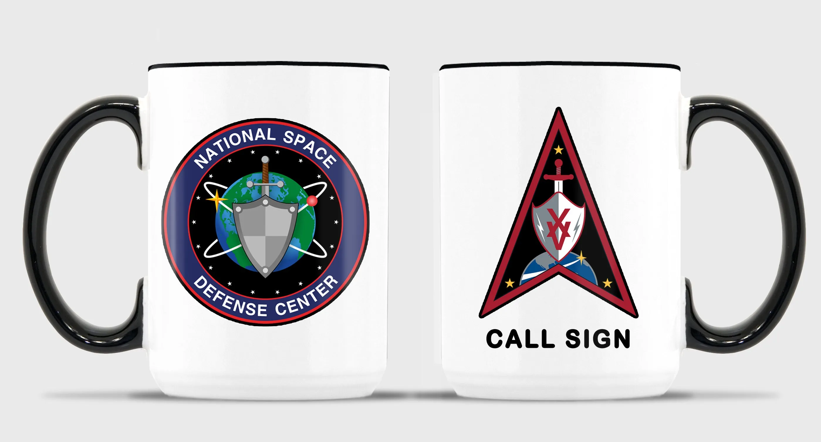 DEL 15 15 oz Coffee Mug- All White or White with Black Trim.