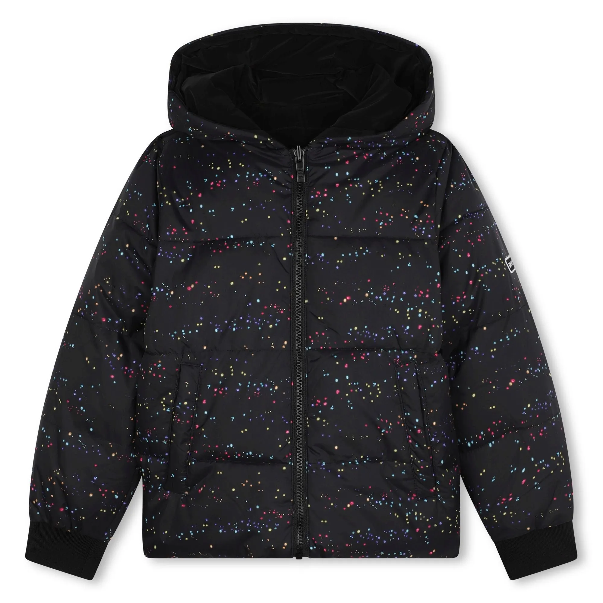 DKNY Kid Girl Reversible Hooded Down Black Jacket