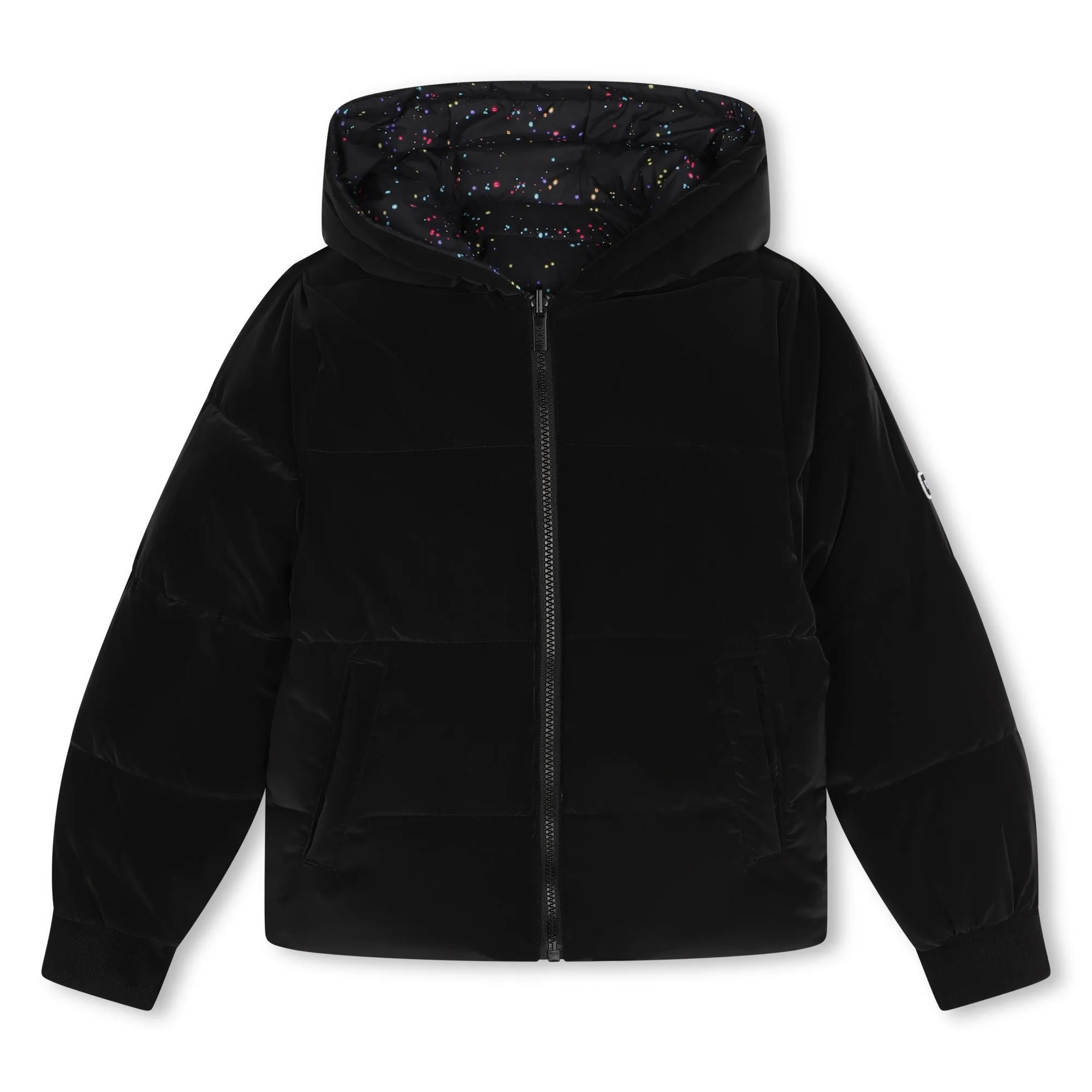 DKNY Kid Girl Reversible Hooded Down Black Jacket