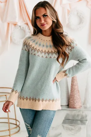Don't Get It Printed Geometric Sweater (Blue Multi)