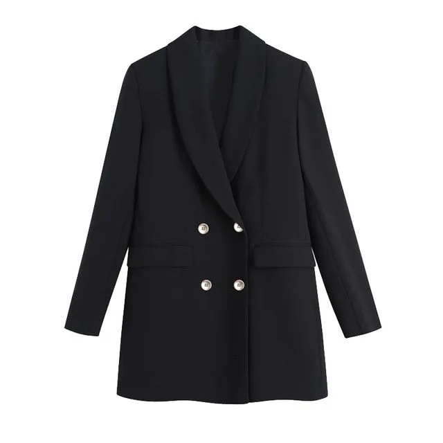 Double-Breasted White Blazer Coat