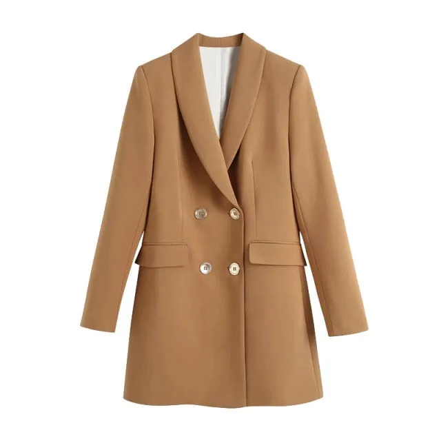 Double-Breasted White Blazer Coat