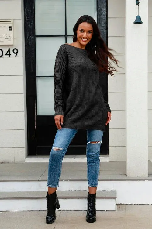 Elegant Wide Neck Cozy Knit Sweater