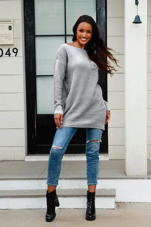 Elegant Wide Neck Cozy Knit Sweater