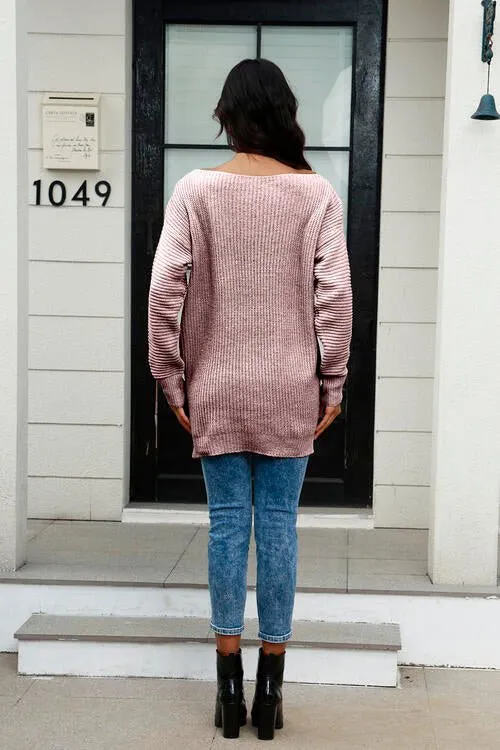 Elegant Wide Neck Cozy Knit Sweater