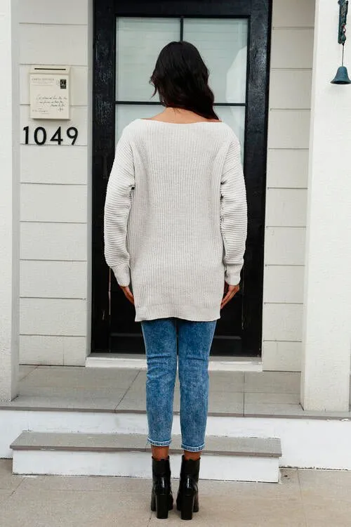 Elegant Wide Neck Cozy Knit Sweater