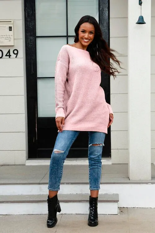Elegant Wide Neck Cozy Knit Sweater