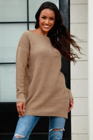 Elegant Wide Neck Cozy Knit Sweater