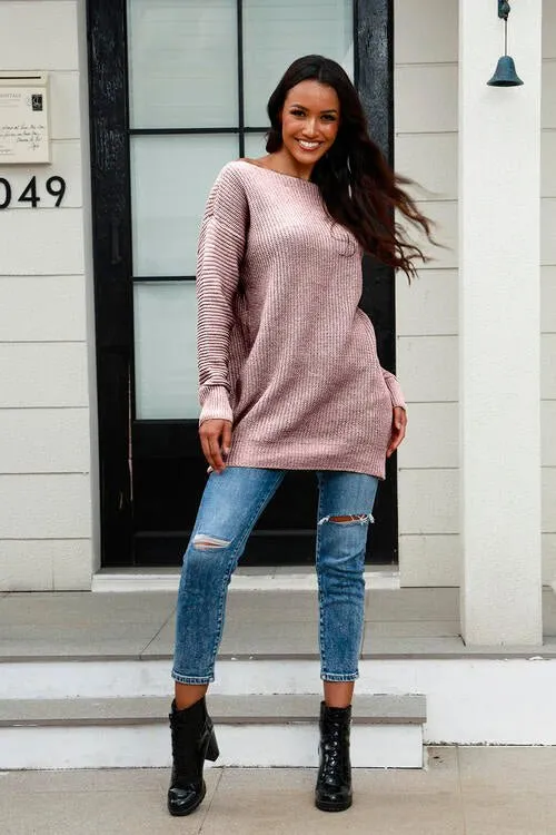 Elegant Wide Neck Cozy Knit Sweater