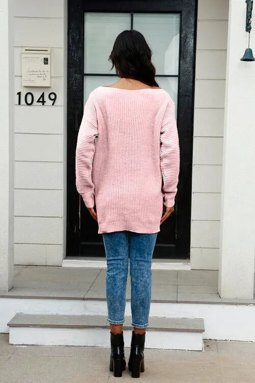 Elegant Wide Neck Cozy Knit Sweater