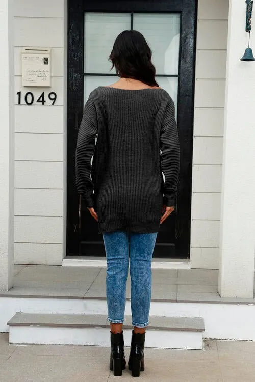 Elegant Wide Neck Cozy Knit Sweater