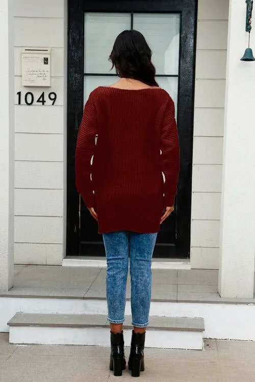 Elegant Wide Neck Cozy Knit Sweater