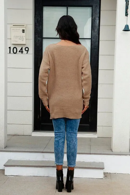 Elegant Wide Neck Cozy Knit Sweater