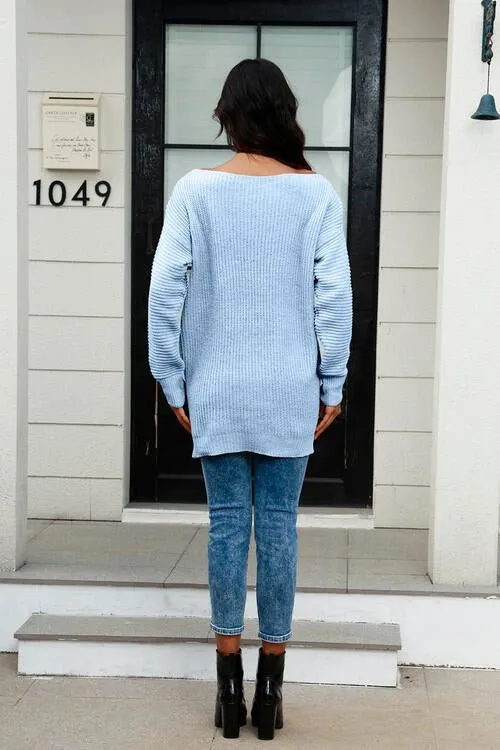 Elegant Wide Neck Cozy Knit Sweater