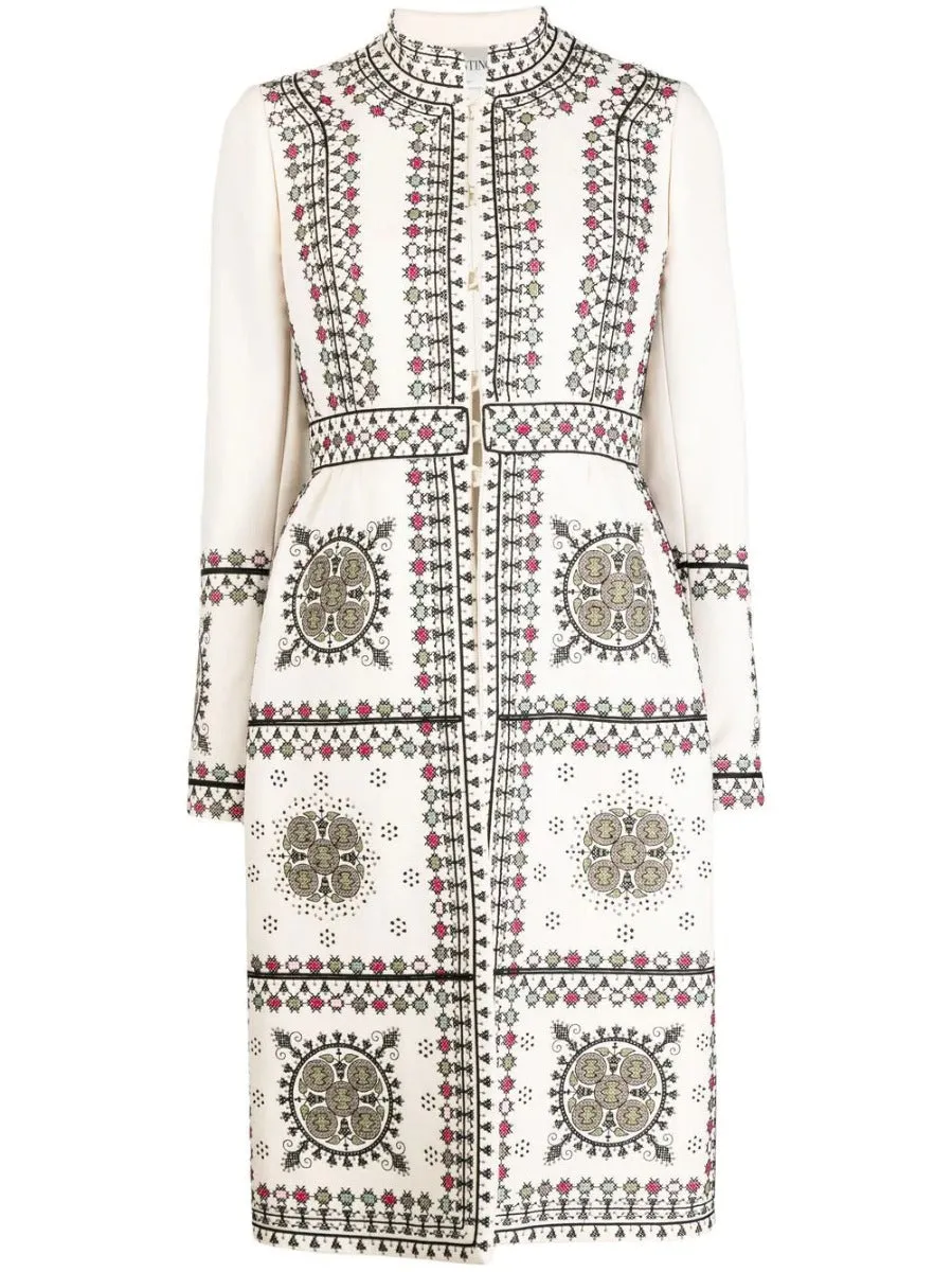 Embroidered High-Neck Coat