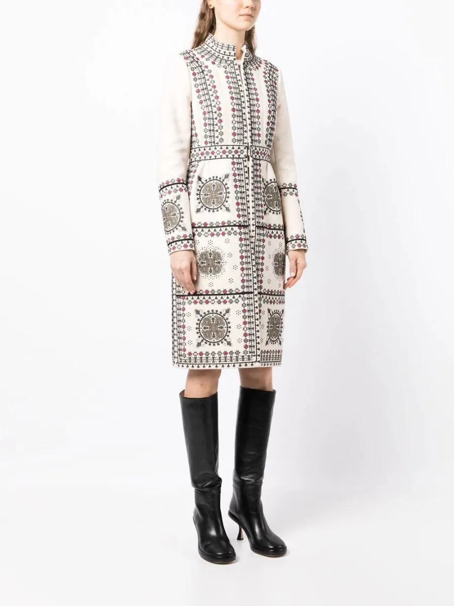 Embroidered High-Neck Coat