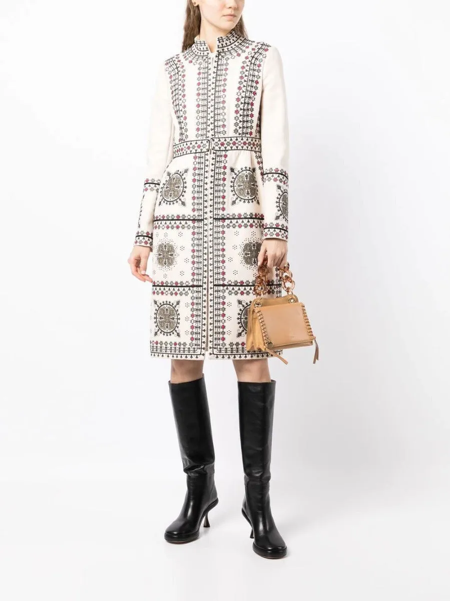 Embroidered High-Neck Coat