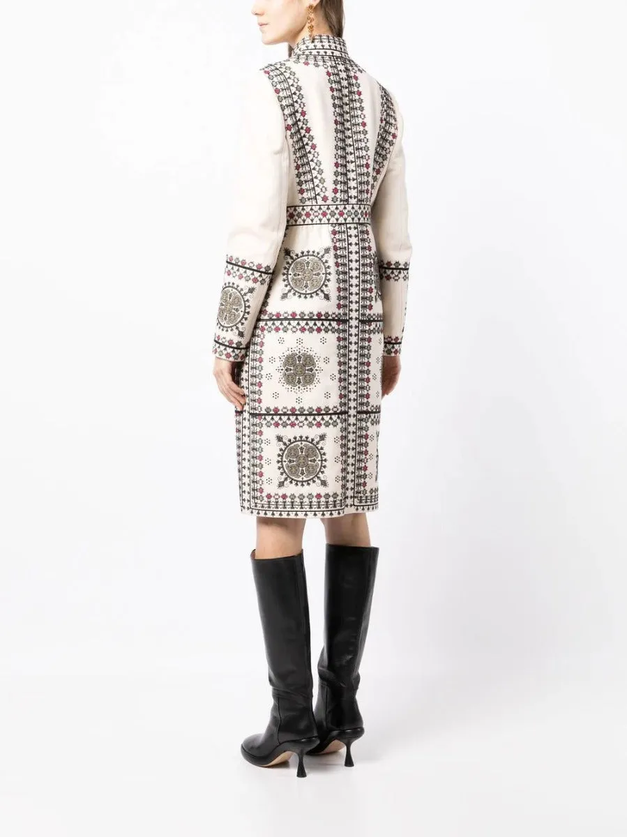 Embroidered High-Neck Coat
