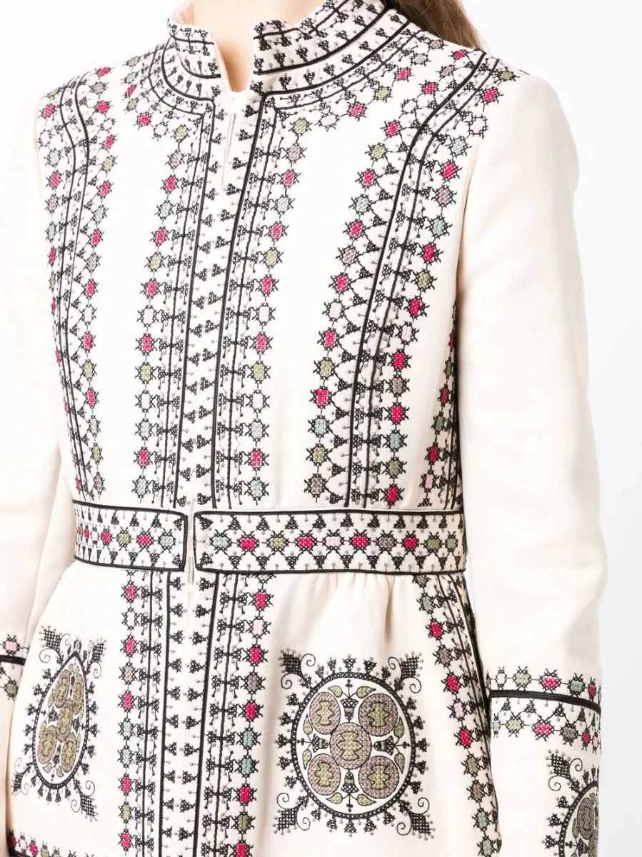 Embroidered High-Neck Coat