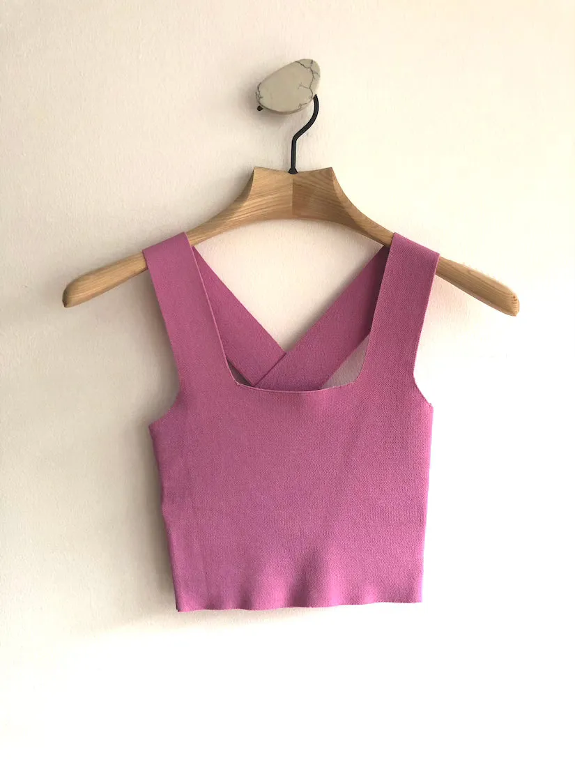 Emil Cropped Knit Top Cyclamen