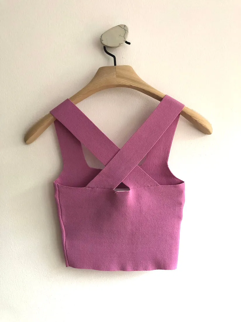 Emil Cropped Knit Top Cyclamen