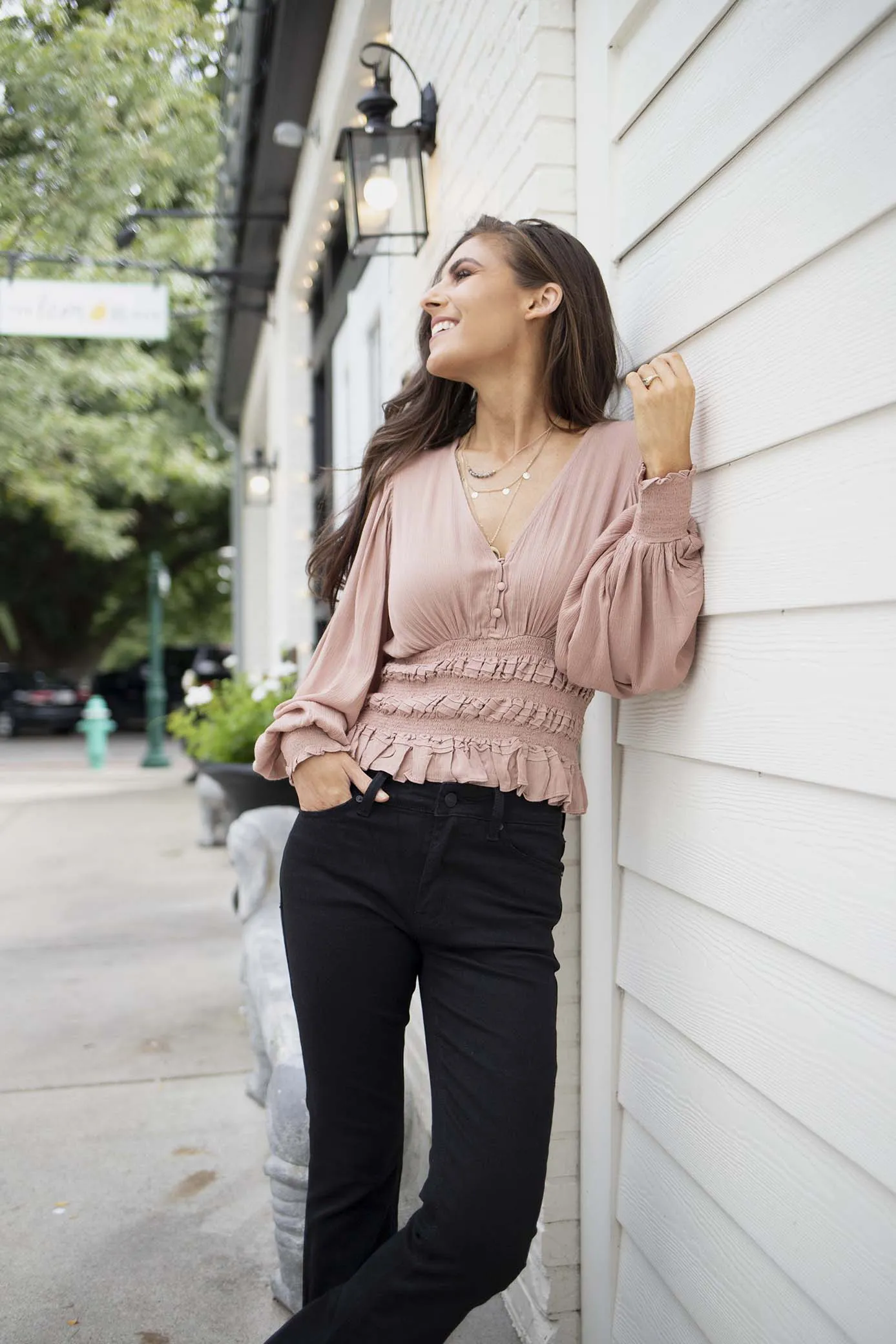 Emiliana Smocked Peasant Top - Blush