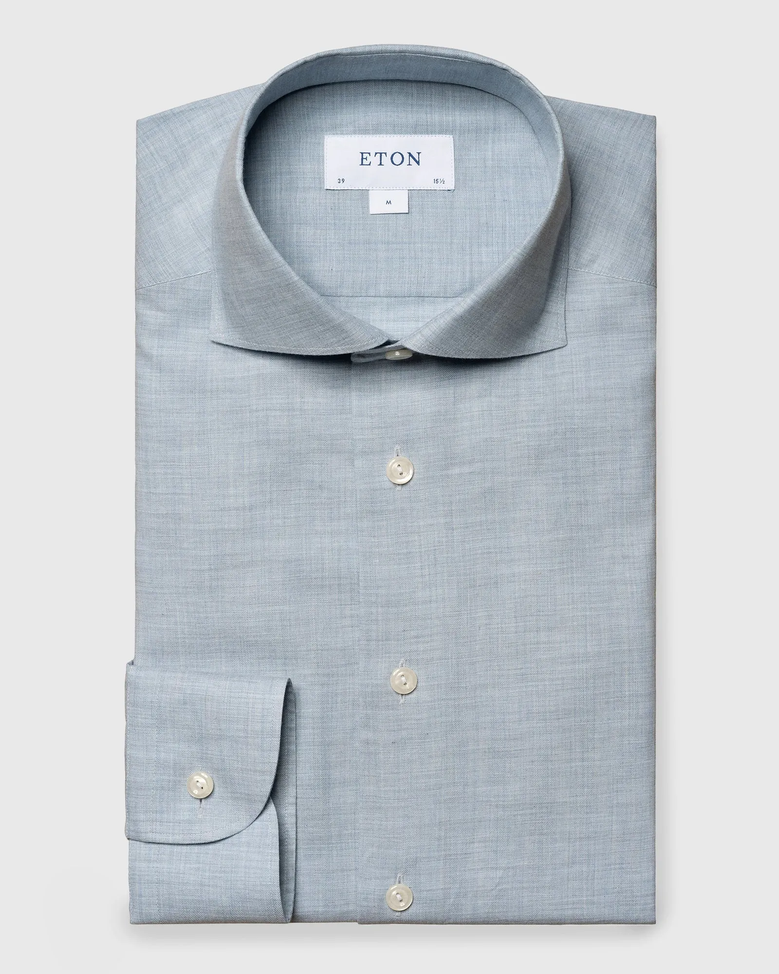 ETON 100010300 L-BLUE FLANNEL SLIM SC SHIRT