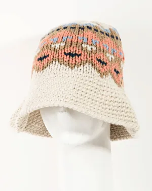 Fair Isle Sweater Knit Bucket Hat | IVORY