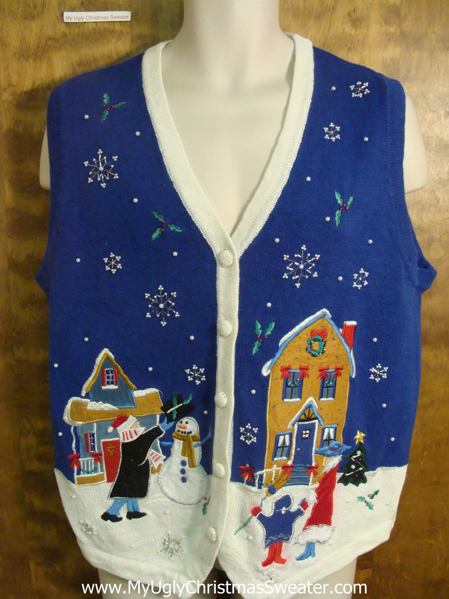Family Building Snowman Funny Christmas Sweater Vest