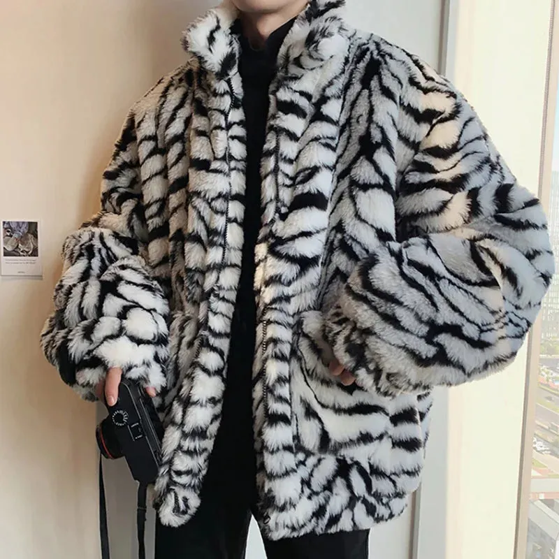 Faux Fur Tiger Jacket Korean Style