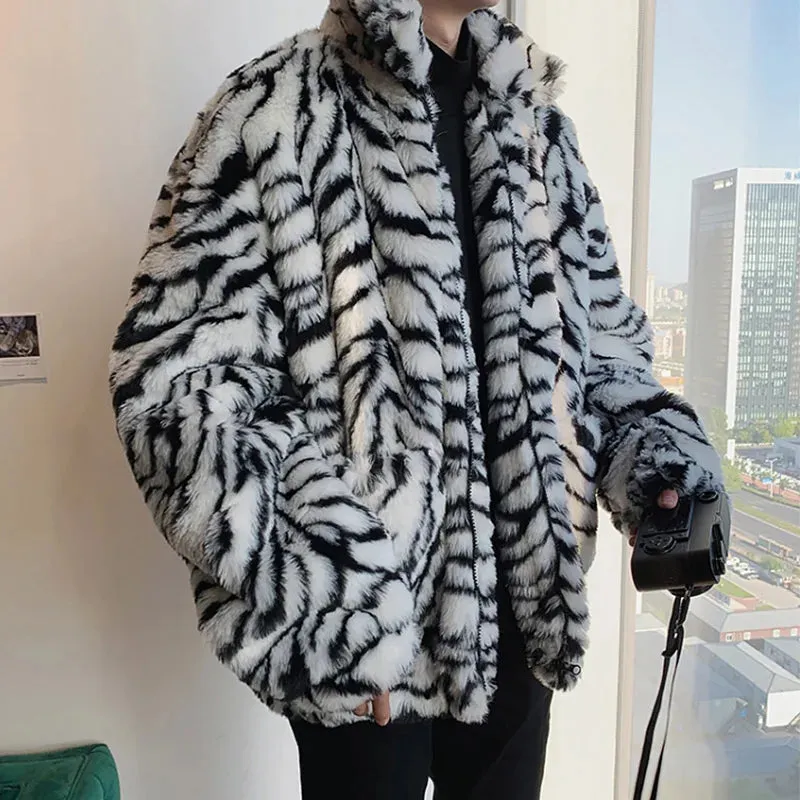 Faux Fur Tiger Jacket Korean Style