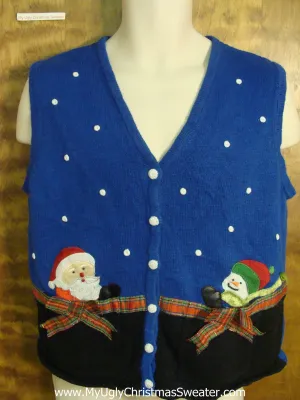 Festive Snowman and Santa Funny Ugly Sweater for a Christmas Party