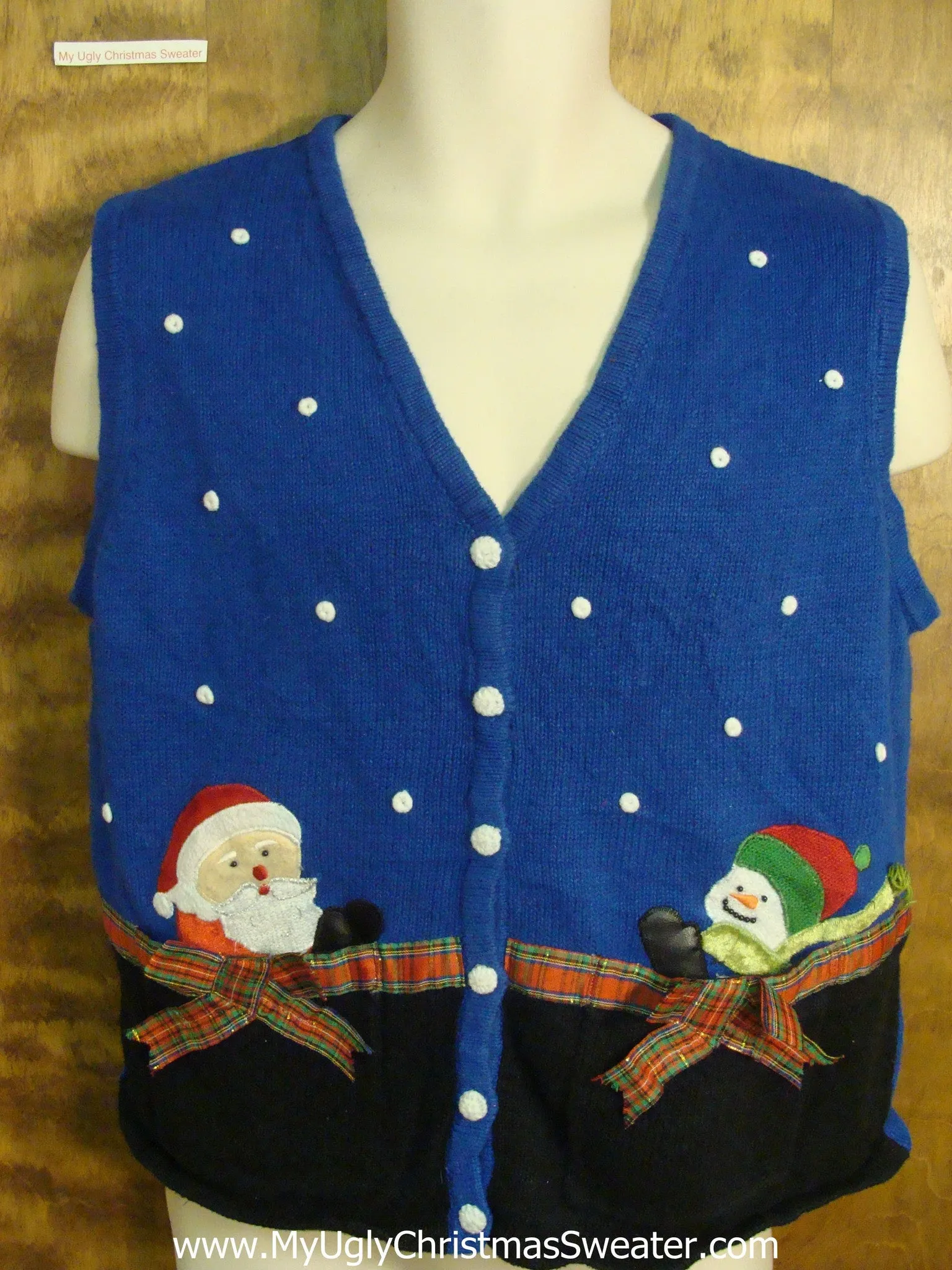 Festive Snowman and Santa Funny Ugly Sweater for a Christmas Party