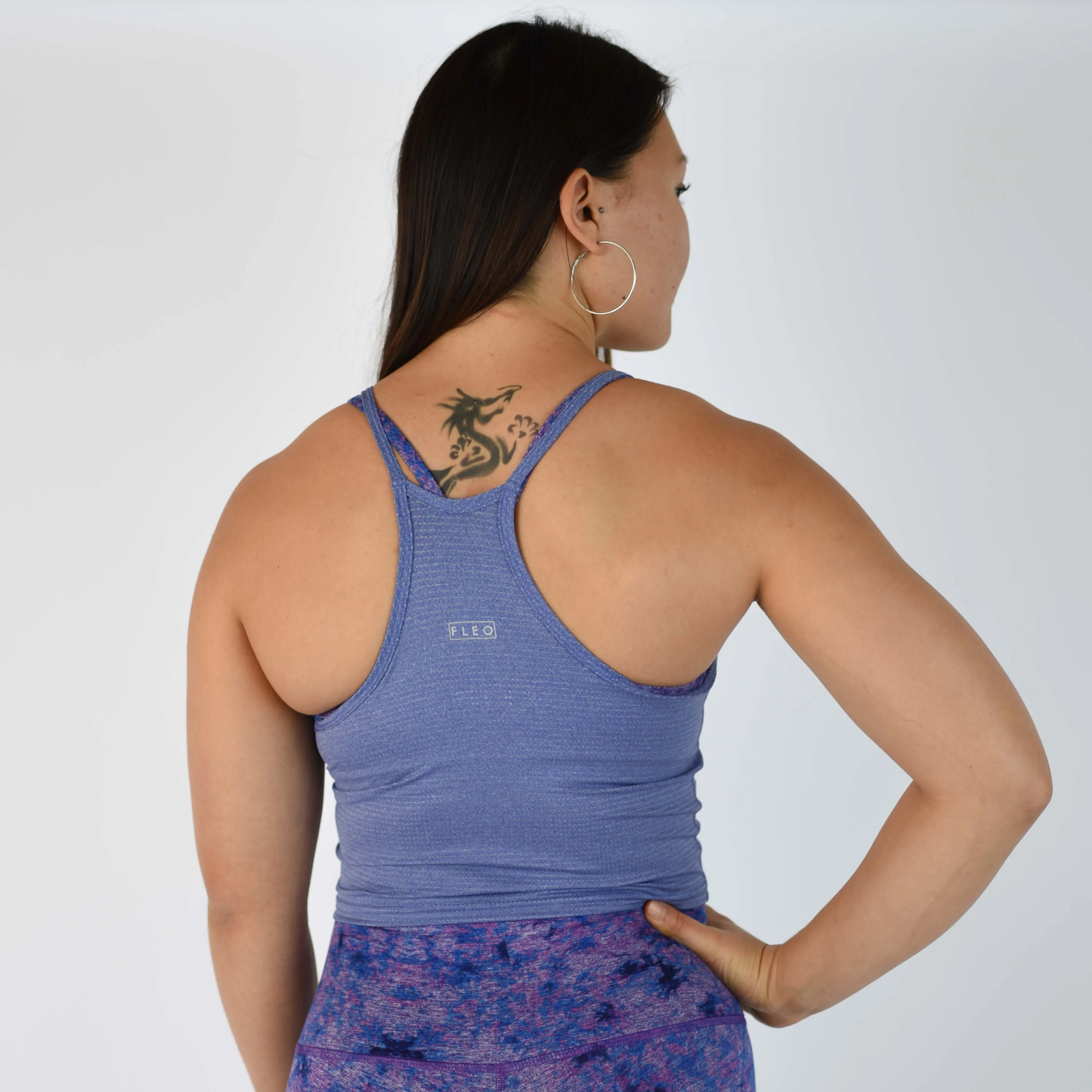 FLEO Switch Up Crop Tank - Heather Light Cobalt