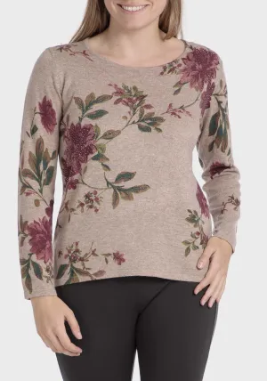 Floral Print Sweater - Beige