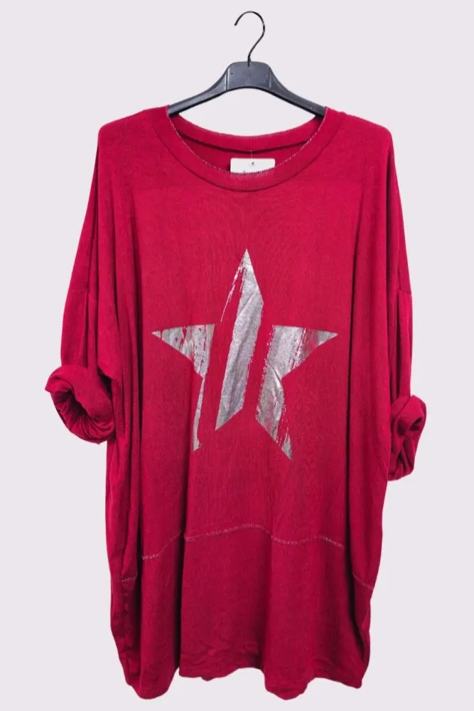 Foil Star Pattern Viscose Top