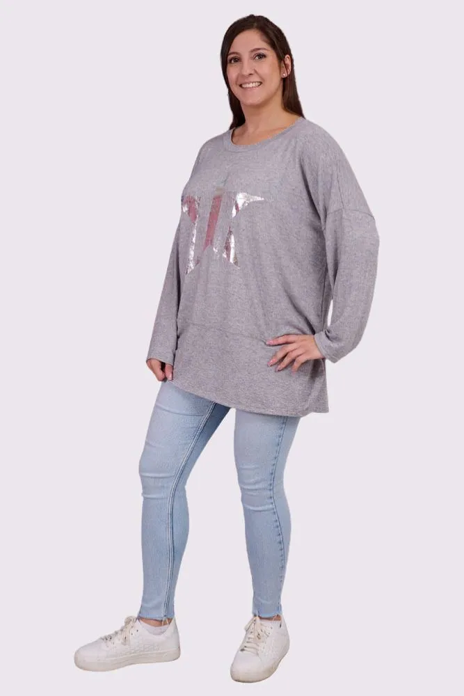 Foil Star Pattern Viscose Top