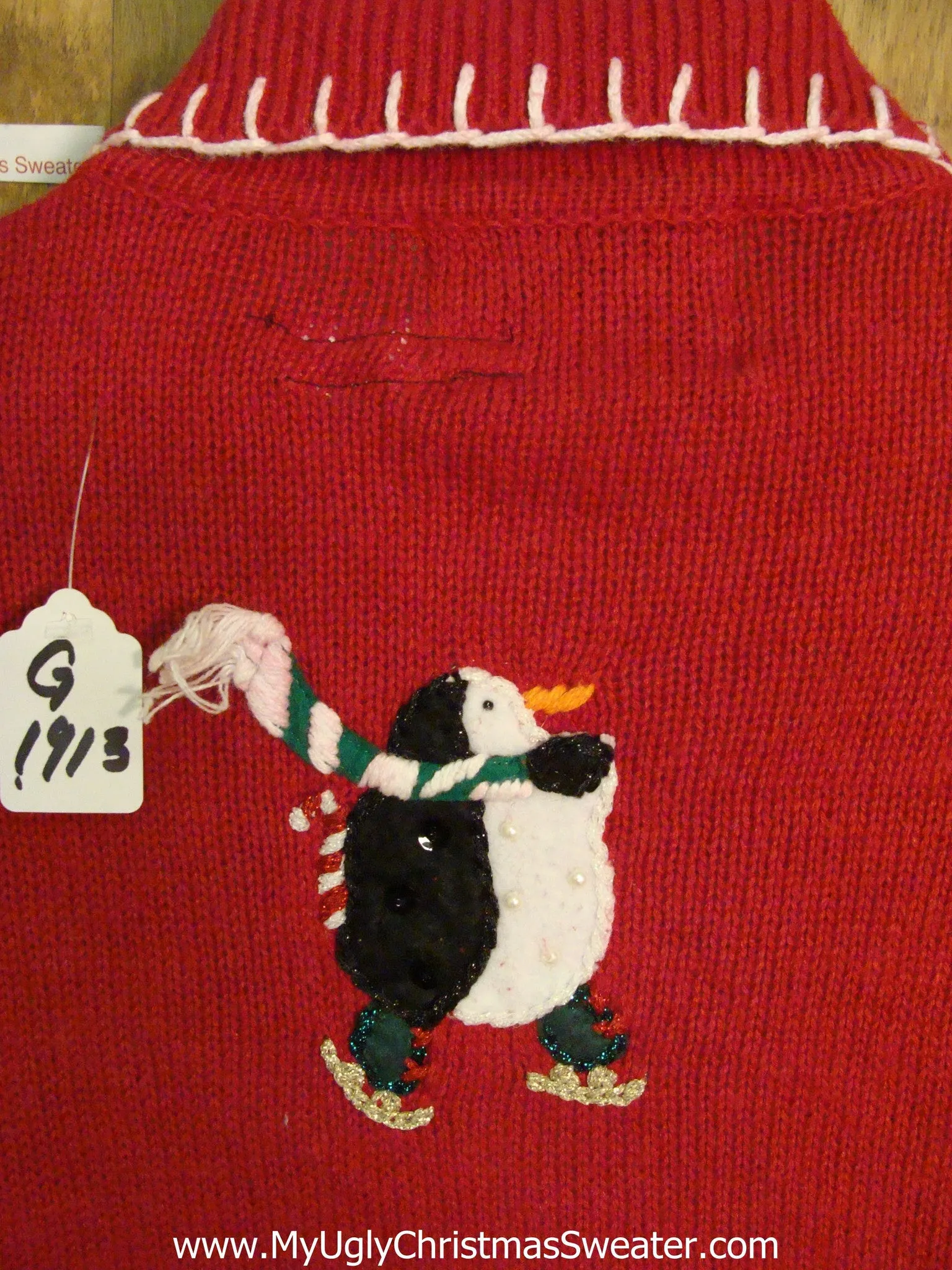 Funny Ice Skating Penguins Light Up Ugly Christmas Jumper