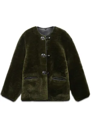 Fur-effect Coat with Appliqués