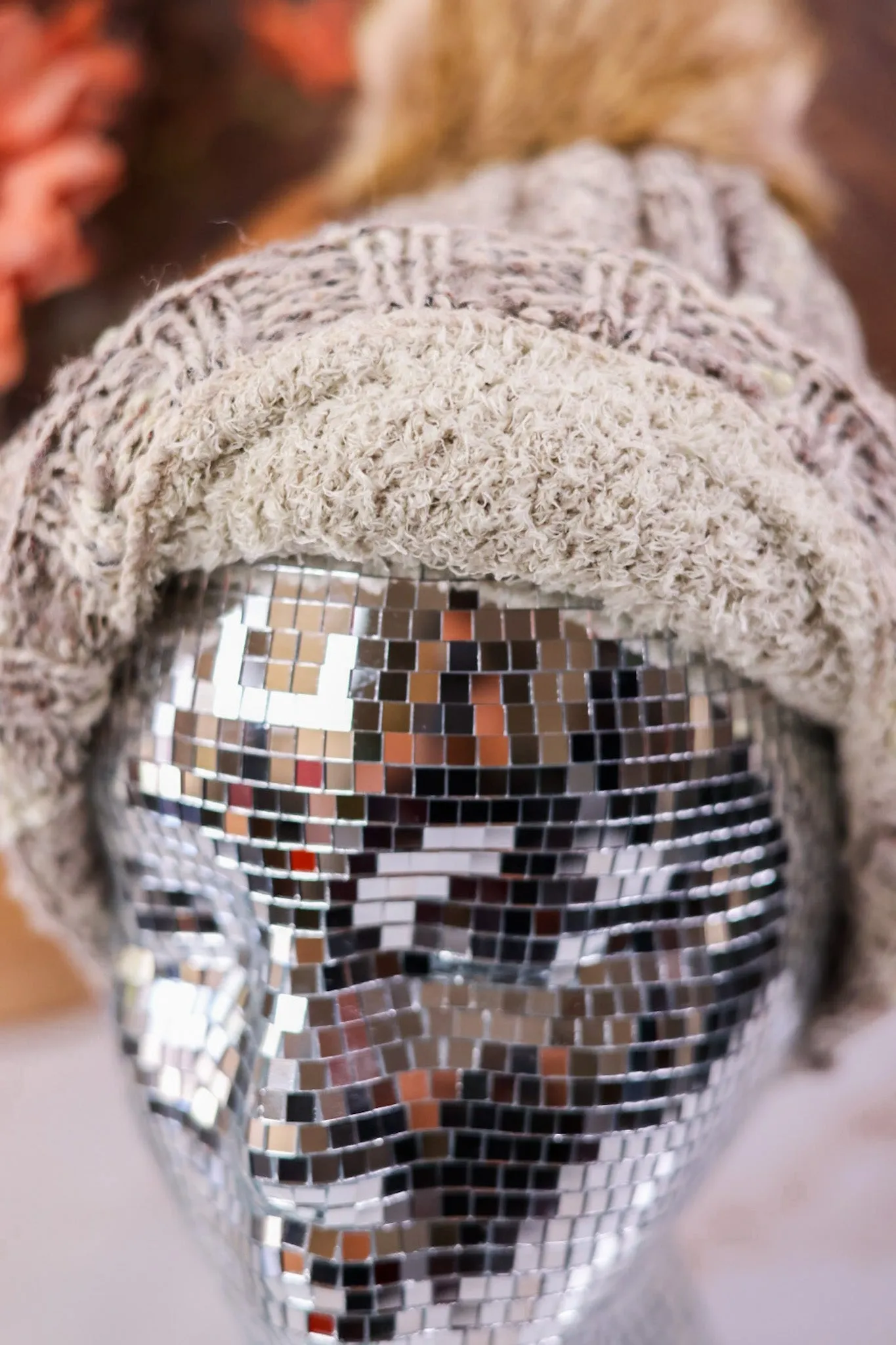 Fuzzy Popcorn Confetti Fur Pom Beanie